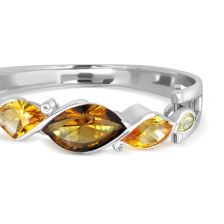 Cognac Quartz and Citrine Silver Bangle - CB0021CG