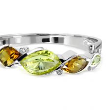 Lemon Citrine and Cognac Quartz Silver Bangle - CB0021GG