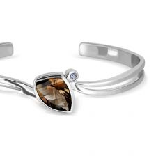 Smoky Quartz Silver Cuff Bracelet - CB2261SM