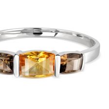 Citrine and Smoky Quartz Silver Bangle - CB0531GC