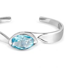 Blue Topaz Silver Cuff Bracelet - CB6061BT