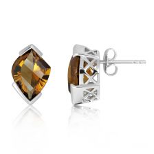 Cognac Quartz Silver Stud Earrings - CE1031CG