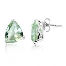 Green Prasiolite Silver Stud Earrings - CE1511GP