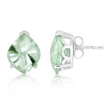 Green Prasiolite Silver Stud Earrings - CE1631GP