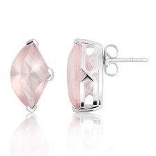 Rose Quartz Silver Stud Earrings - CE1641RS