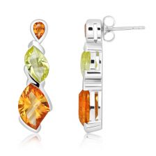 Citrine and Lemon Citrine Silver Stud Earrings - CE0022GC