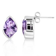 Amethyst Silver Stud Earrings - CE0024AM