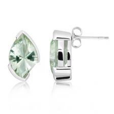 Green Prasiolite Silver Stud Earrings - CE0024GP