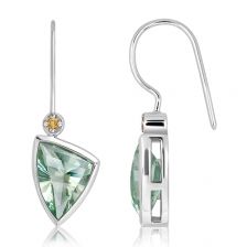 Green Prasiolite Silver Hook Earrings - CE2271GP