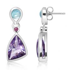 Amethyst Silver Stud Earrings - CE2281AM