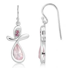 Rose Quartz Silver Hook Earrings - CE3741RS