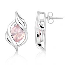 Rose Quartz Silver Stud Earrings - CE4841RS