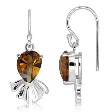 Cognac Quartz Silver Hook Earrings - CE4981CG