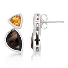 Smoky Quartz Silver Stud Earrings - CE5131SM