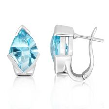 Blue Topaz Silver English Lock Earrings - CE0523BT