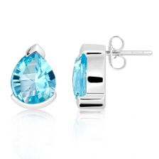 Blue Topaz Silver Stud Earrings - CE5501BT