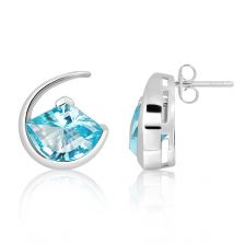 Blue Topaz Silver Stud Earrings - CE6891BT