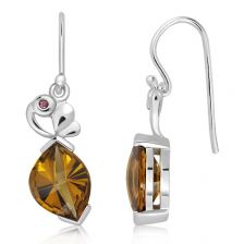 Cognac Quartz Silver Hook Earrings - CE0851CG