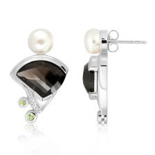 Smoky Quartz and Pearl Silver Limited Earrings - CE0942SM