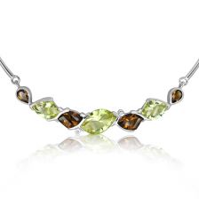 Lemon Citrine and Cognac Quartz Silver Necklace - CN0021GG