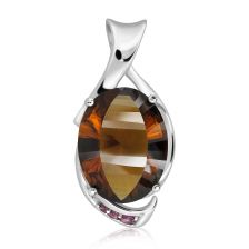 Cognac Quartz Silver Pendant - CP1062CG