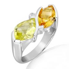 Citrine and Lemon Citrine Silver Ring - CR0023GC