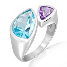 Blue  Topaz Silver Ring - CR5141BT