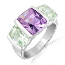 Amethyst and Green Prasiolite Silver Ring - CR0531AM