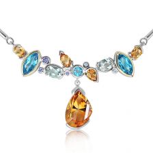 Citrine, Blue Topaz and Multi Color Stones Silver Necklace - ONE1349GC
