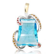 Blue Topaz One Of A Kind Silver Pendant - ON1584BT