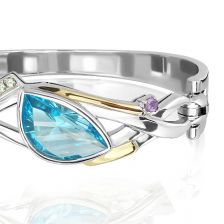 Blue Topaz Silver Bangle - PB0182BT