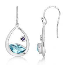 Blue Topaz Silver Hook Earrings - PE0473BT
