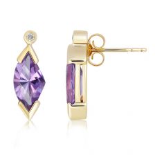 Amethyst 9K Yellow Gold Limited Stud Earrings - GPE0662AM