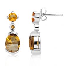 Cognac Quartz Silver Stud Earrings - PE0711CG