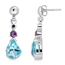 Blue Topaz Silver Stud Earrings - PE0715BT