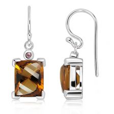 Cognac Quartz Silver Hook Earrings - PE0767CG