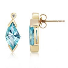 Blue Topaz 9K Yellow Gold Limited Stud Earrings - GPE0662BT