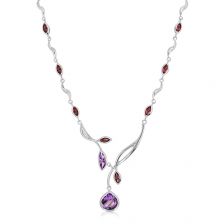 Amethyst and Rhodolite Silver Necklace - PN0119AM