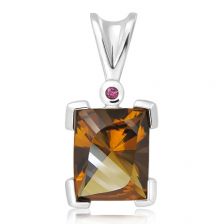 Cognac Quartz Silver Pendant - PP1597CG