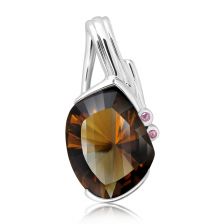 Cognac Quartz Silver Pendant - PP2142CG