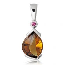 Cognac Quartz Silver Pendant - PP2221CG