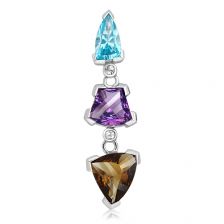 Amethyst, Cognac Quartz and Blue Topaz Silver Limited Pendant - PP2829MU