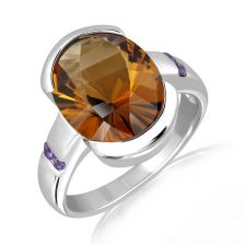 Cognac Quartz Silver Ring - PR2178CG