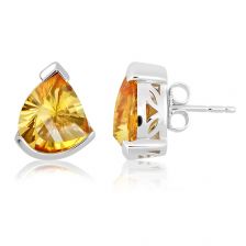 Citrine Silver Stud Earrings - TE0072GC