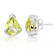 Lemon Citrine Silver Stud Earrings - TE0072GG
