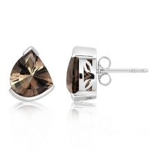 Smoky Quartz Silver Stud Earrings