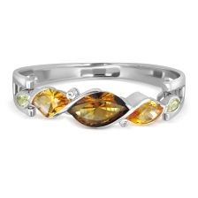 Cognac Quartz and Citrine Silver Bangle - CB0021CG