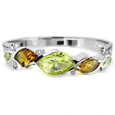 Lemon Citrine and Cognac Quartz Silver Bangle - CB0021GG