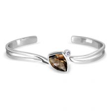 Smoky Quartz Silver Cuff Bracelet - CB2261SM