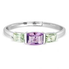 Amethyst and Green Prasiolite Silver Bangle - CB0531AM